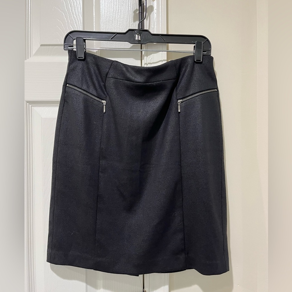 Vintage The Limited Black Pencil Skirt with Metallic Zippers